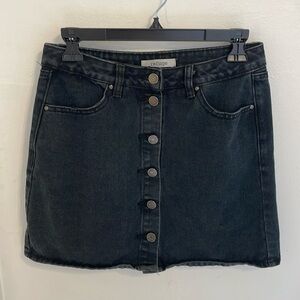 Refuge Button Up Black Denim Skirt (S)